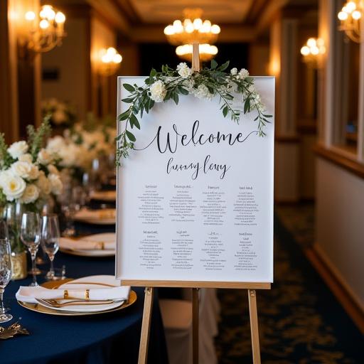 Bespoke calligraphy event signage for luxury cruise celebrations